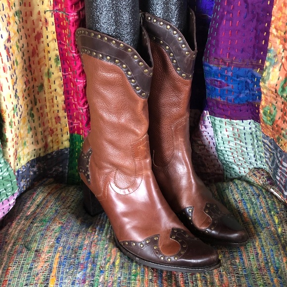 Matisse Shoes | Matisse Brown Leather Two Tone Western Heeled Boot | Color: Brown/Tan | Size: 6 | Sierram29's Closet